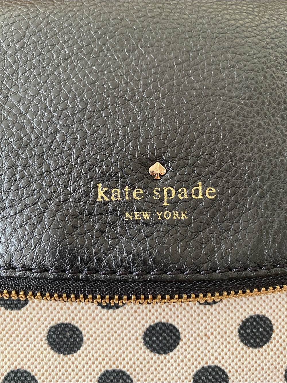 kate spade Black Leather & Cream Polka Dot Crossbody - Picture 2 of 15